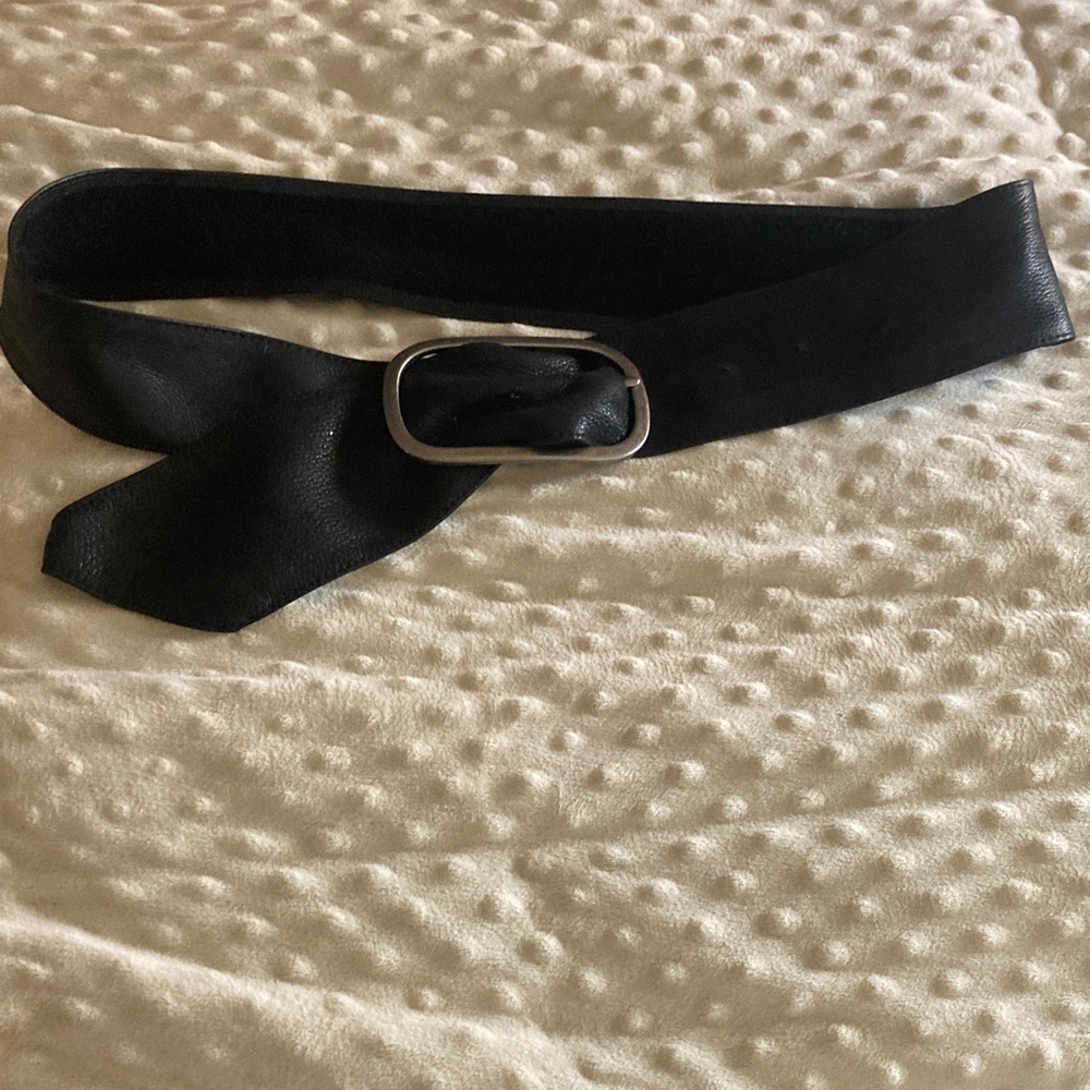 Silpada Black Leather Belt with Silver Buckle